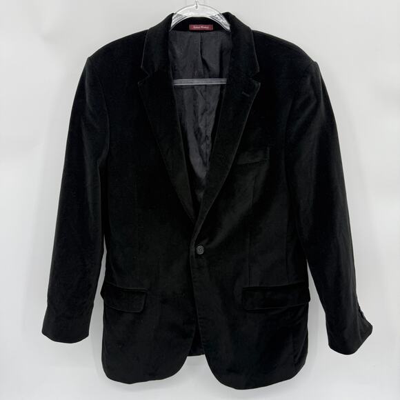 SAMUEL WINDSOR Mens Velvet Single Button Blazer Size 38S Black Regent Jacket - Picture 1 of 11
